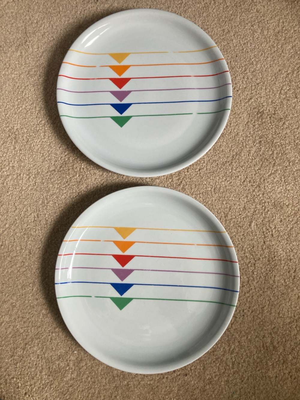 Harmony Block Vintage Vista Alegre Sextet Dinner Plates Set of 2 Rainbow Design